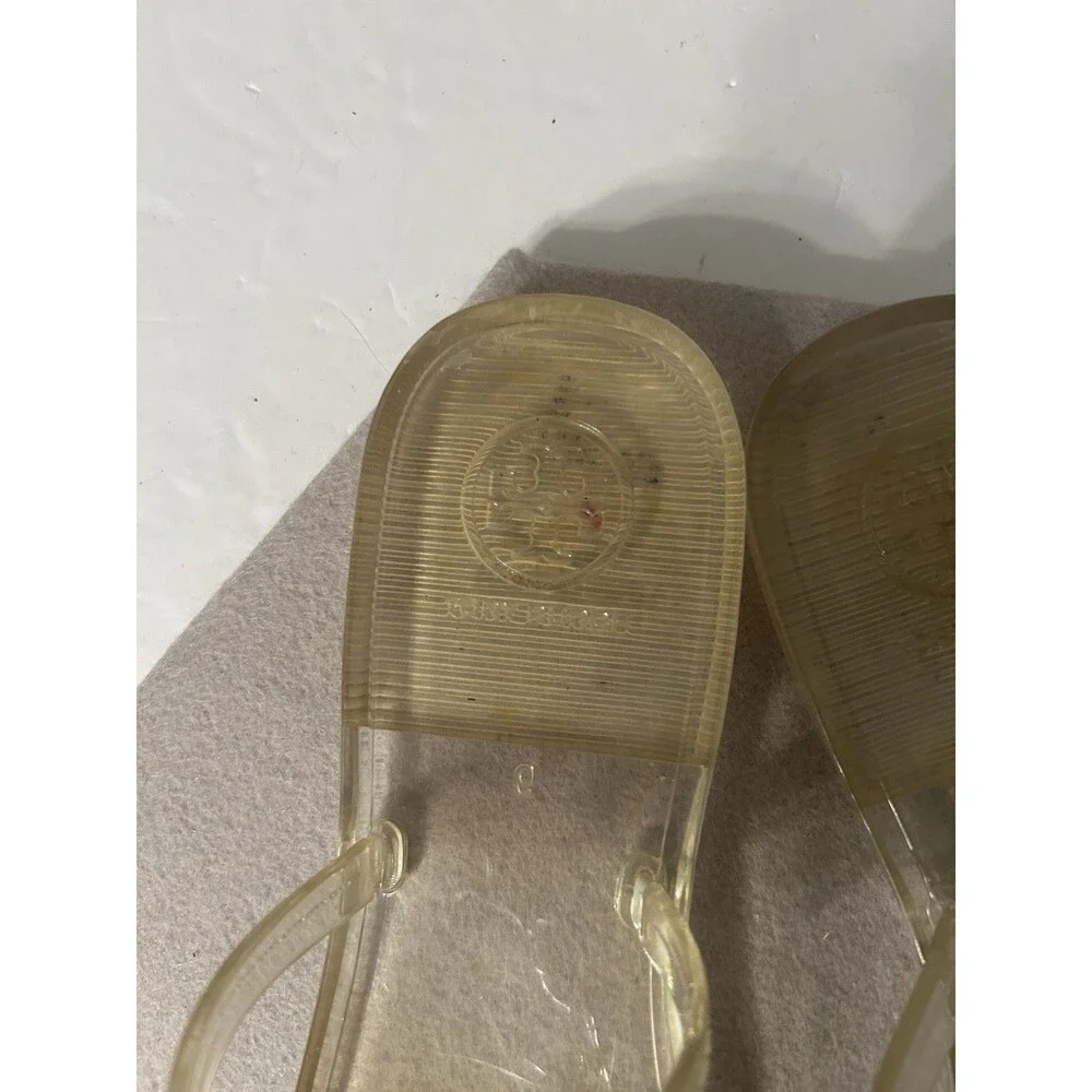 Tory Burch Mini Miller Clear Jelly With White Logo Womens Size 6